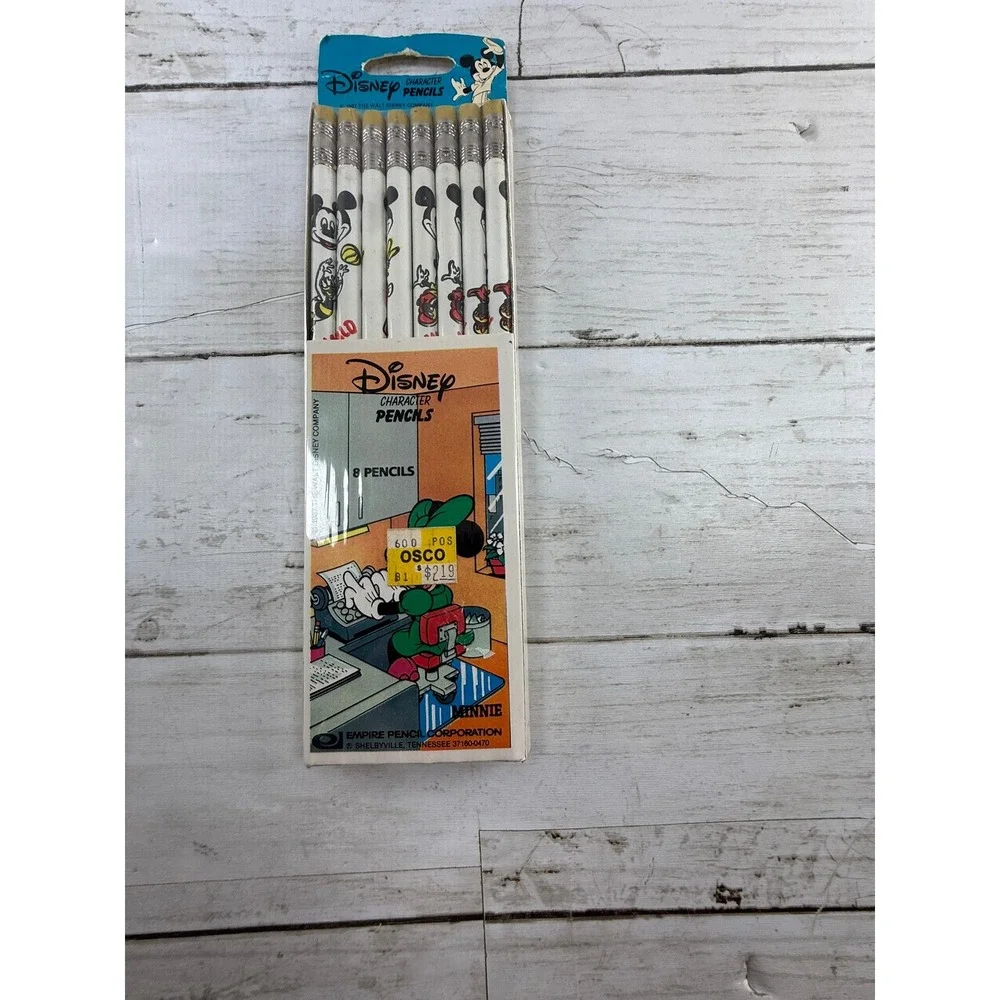 Vintage 1987 Disney Mickey Mouse Character Pencils 8 Pack Empire Pencil Co New
